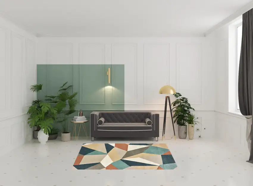 Blue Green Beige Retro Wedge Indoor Indoor Area Rug Photo 4