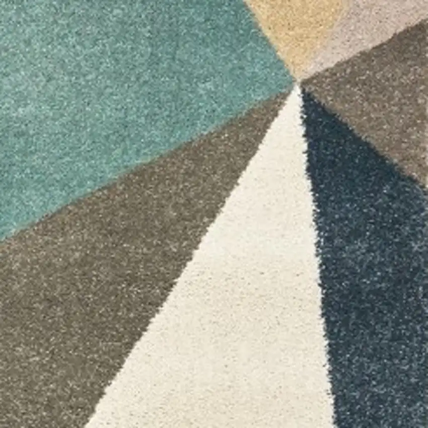 Blue Green And Beige Abstract Geometric Area Rug Photo 5