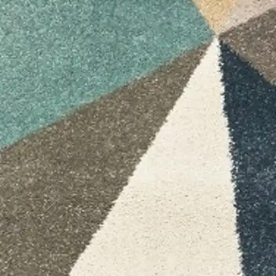 Blue Green And Beige Abstract Geometric Area Rug Photo 3