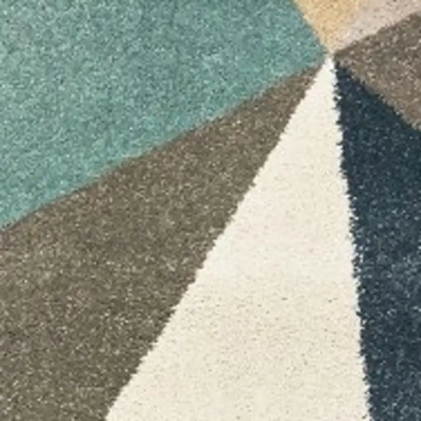 Blue Green And Beige Abstract Geometric Area Rug Photo 3