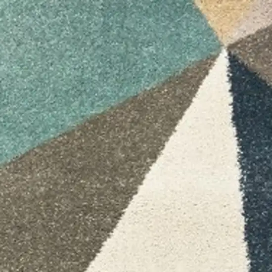 Blue Green And Beige Abstract Geometric Area Rug Photo 9