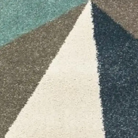 Blue Green And Beige Abstract Geometric Area Rug Photo 7