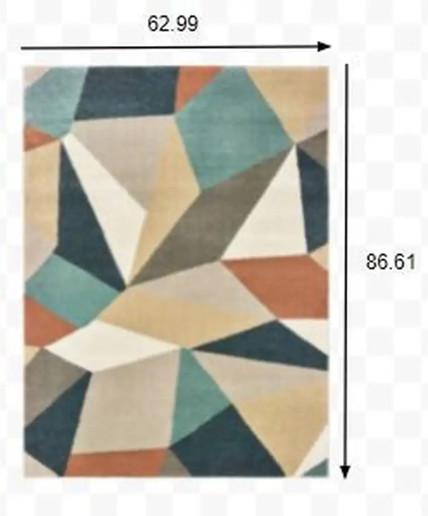 Blue Green Beige Retro Wedge Indoor Indoor Area Rug Photo 5