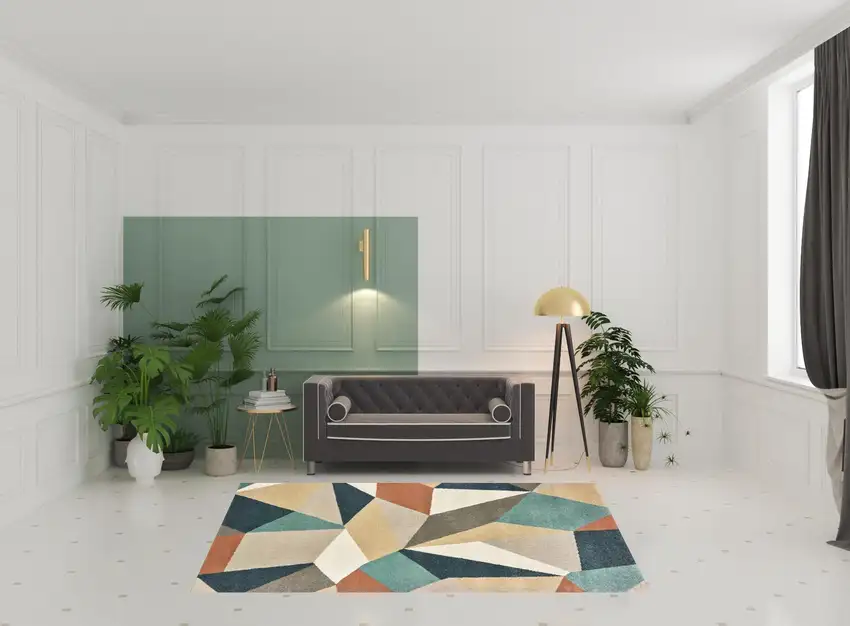 Blue Green Beige Retro Wedge Indoor Indoor Area Rug Photo 4