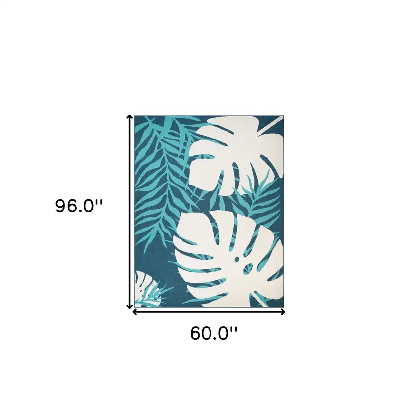 Blue Green Cream Geometric Stain Resistant Indoor Outdoor Area Rug Photo 8