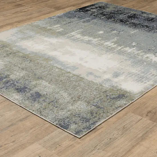 Blue Green Grey And Beige Abstract Power Loom Stain Resistant Area Rug Photo 5