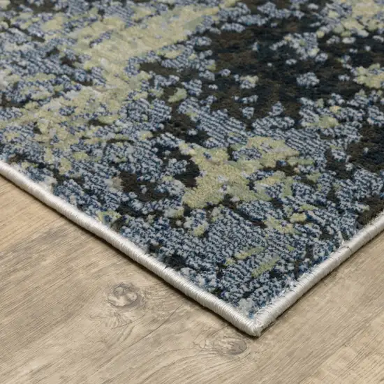 Blue Green Grey And Beige Abstract Power Loom Stain Resistant Area Rug Photo 4