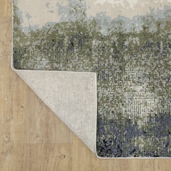 Blue Green Grey And Beige Abstract Power Loom Stain Resistant Area Rug Photo 7