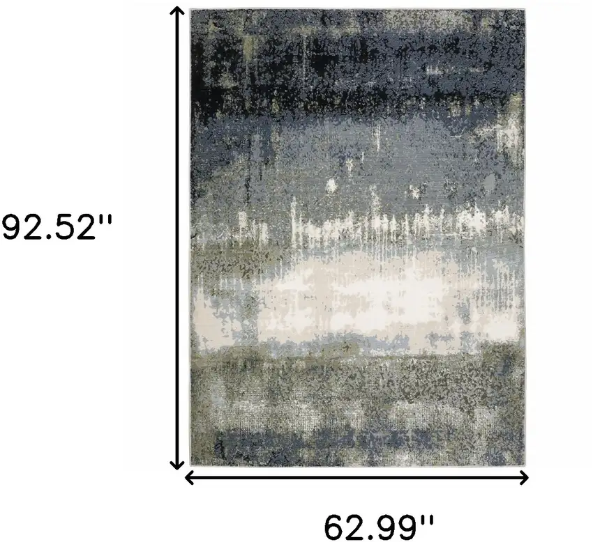 Blue Green Grey And Beige Abstract Power Loom Stain Resistant Area Rug Photo 3