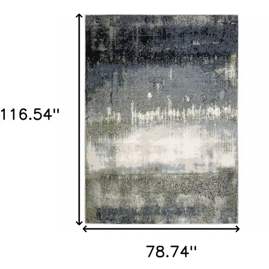 Blue And Green Abstract Area Rug Photo 3