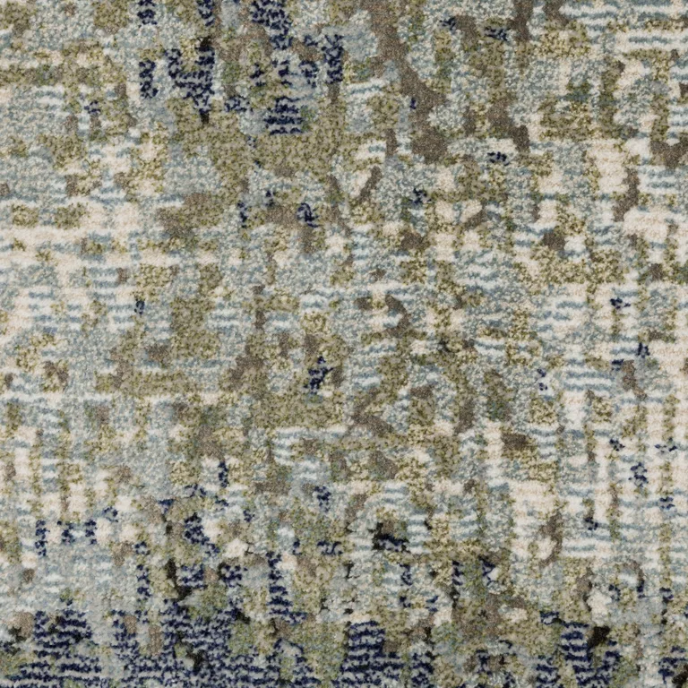 Blue Green Grey And Beige Abstract Power Loom Stain Resistant Area Rug Photo 1