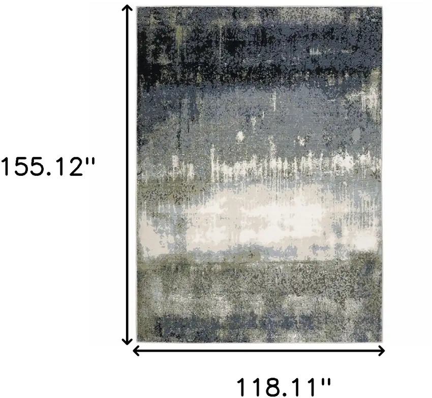 Blue Green Grey And Beige Abstract Power Loom Stain Resistant Area Rug Photo 10