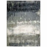 Photo of Blue Green Grey And Beige Abstract Power Loom Stain Resistant Area Rug
