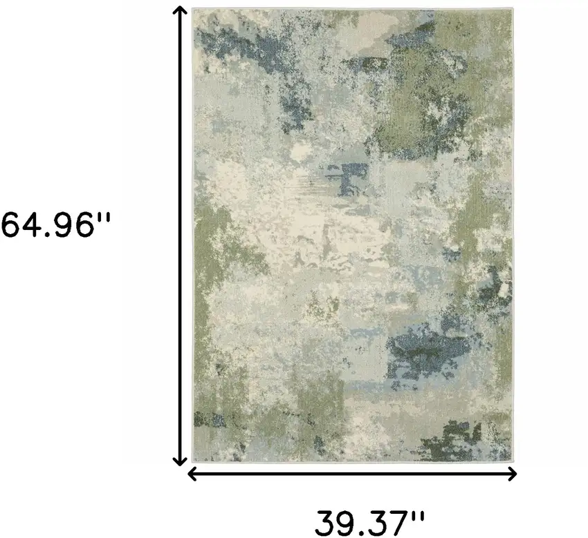 Blue Green Grey And Ivory Abstract Power Loom Stain Resistant Area Rug Photo 10
