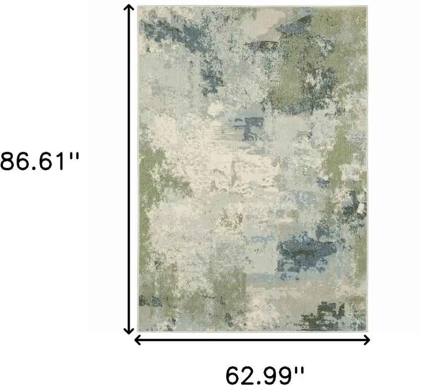 Blue Green Grey And Ivory Abstract Power Loom Stain Resistant Area Rug Photo 10
