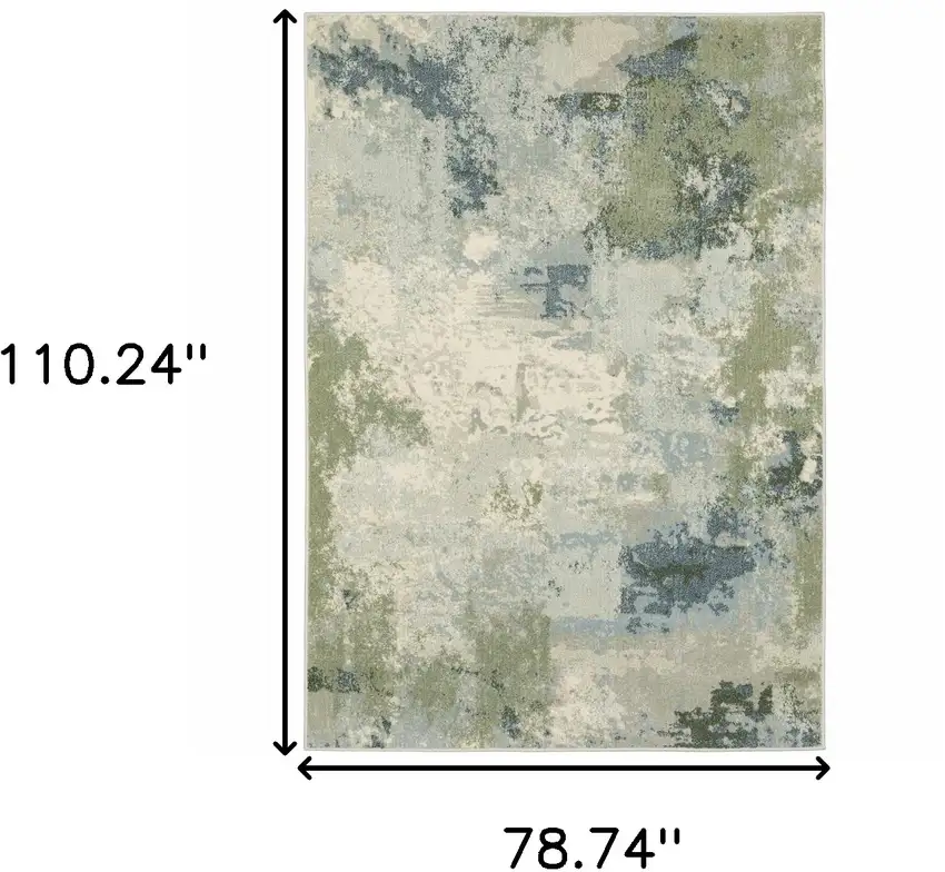 Blue Green Grey And Ivory Abstract Power Loom Stain Resistant Area Rug Photo 10