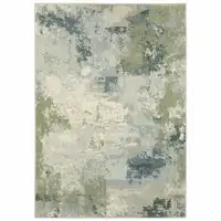 Photo of Blue Green Grey And Ivory Abstract Power Loom Stain Resistant Area Rug