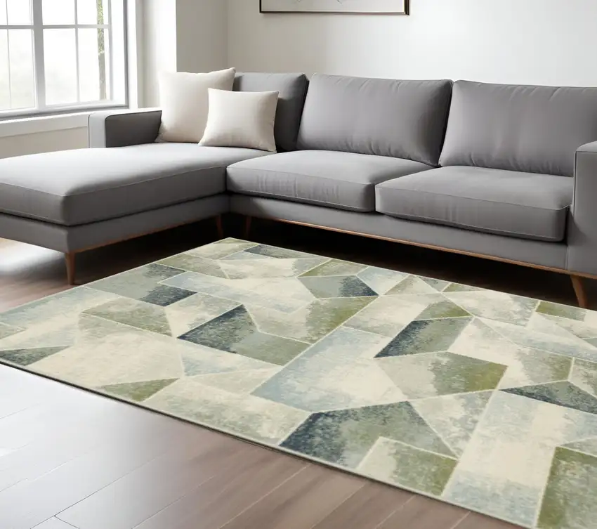 Gray And Ivory Geometric Area Rug Photo 1