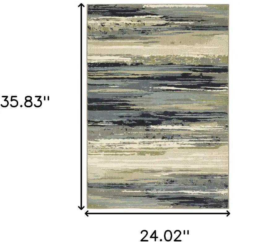 Blue Green Grey Light Blue And Beige Abstract Power Loom Stain Resistant Area Rug Photo 10