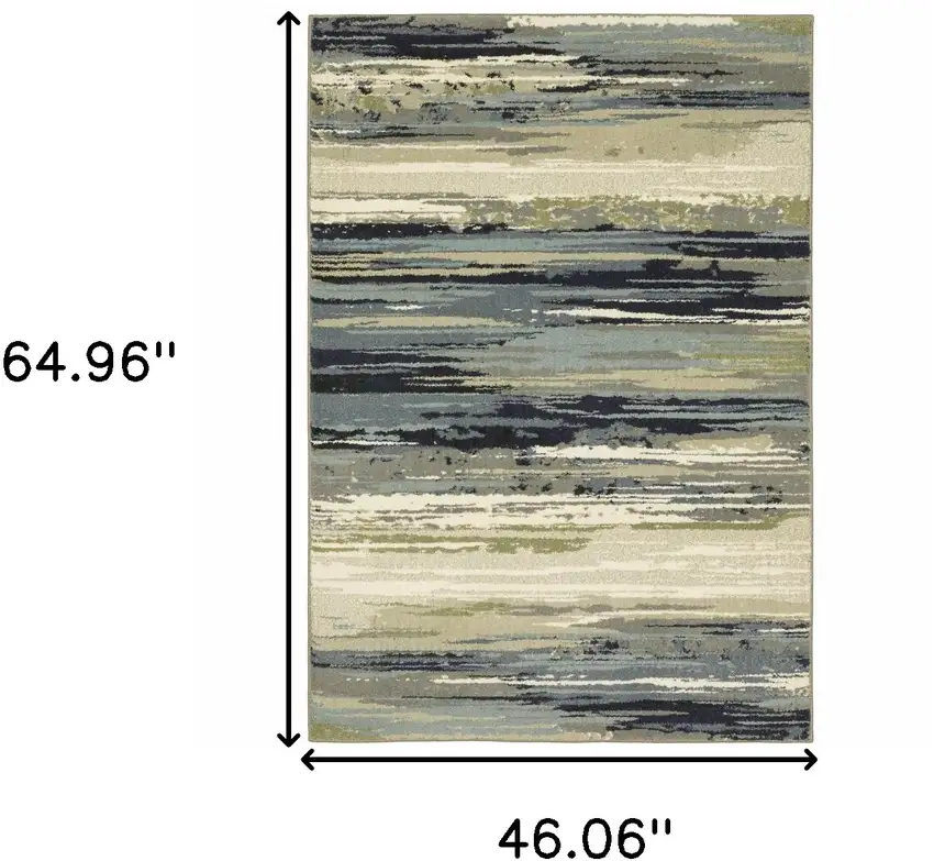 Blue Green Grey Light Blue And Beige Abstract Power Loom Stain Resistant Area Rug Photo 10