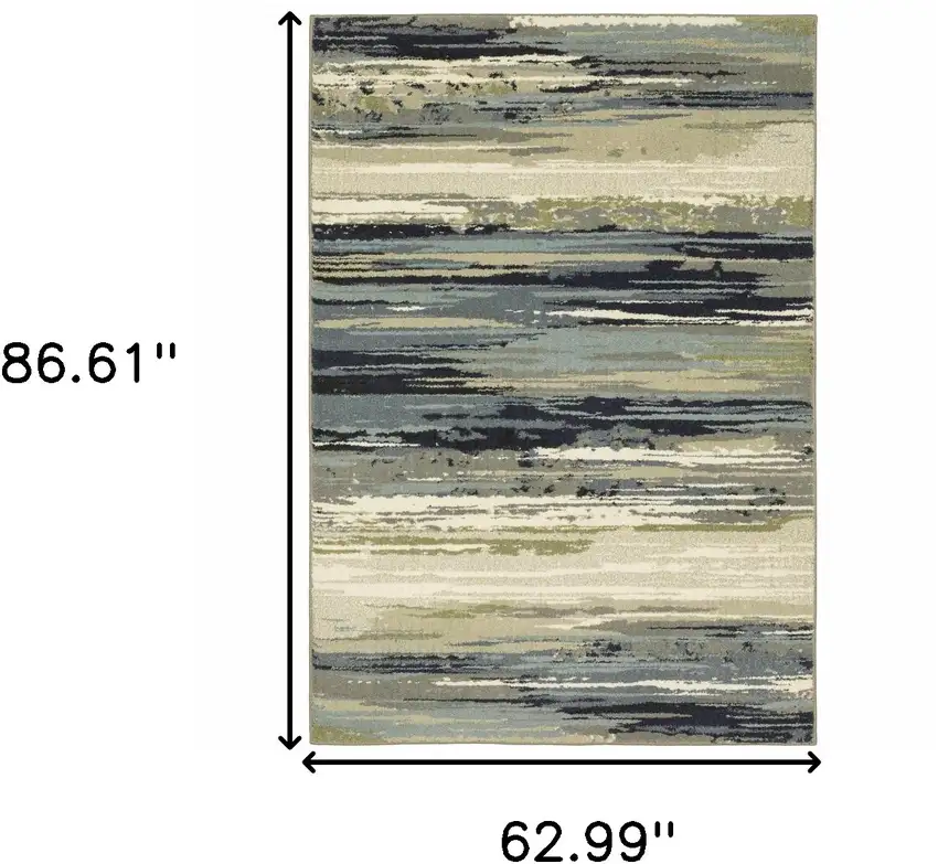 Blue Green Grey Light Blue And Beige Abstract Power Loom Stain Resistant Area Rug Photo 10