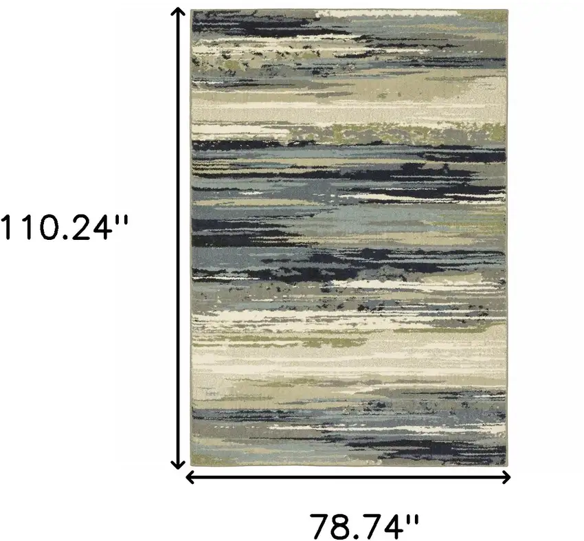Blue Green Grey Light Blue And Beige Abstract Power Loom Stain Resistant Area Rug Photo 10