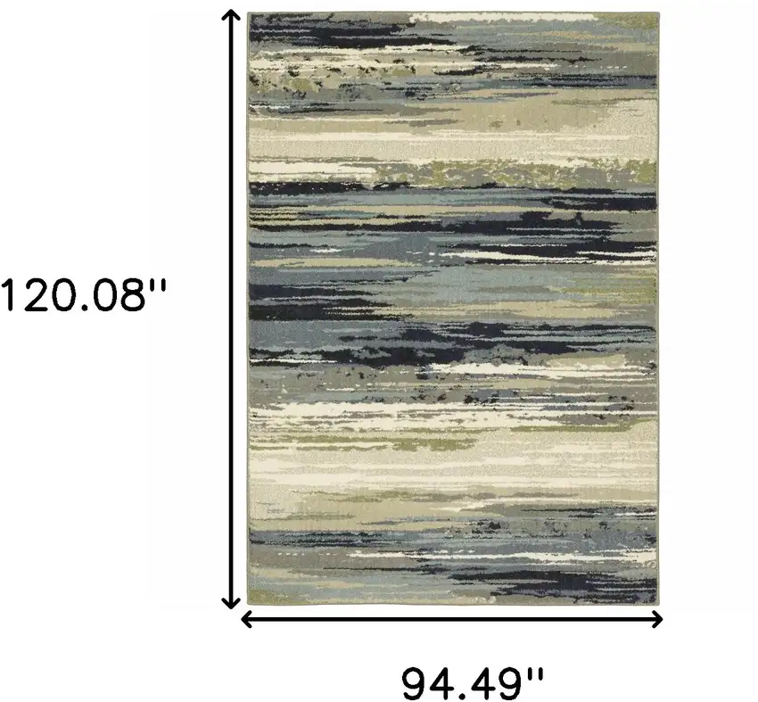 Blue Green Grey Light Blue And Beige Abstract Power Loom Stain Resistant Area Rug Photo 10