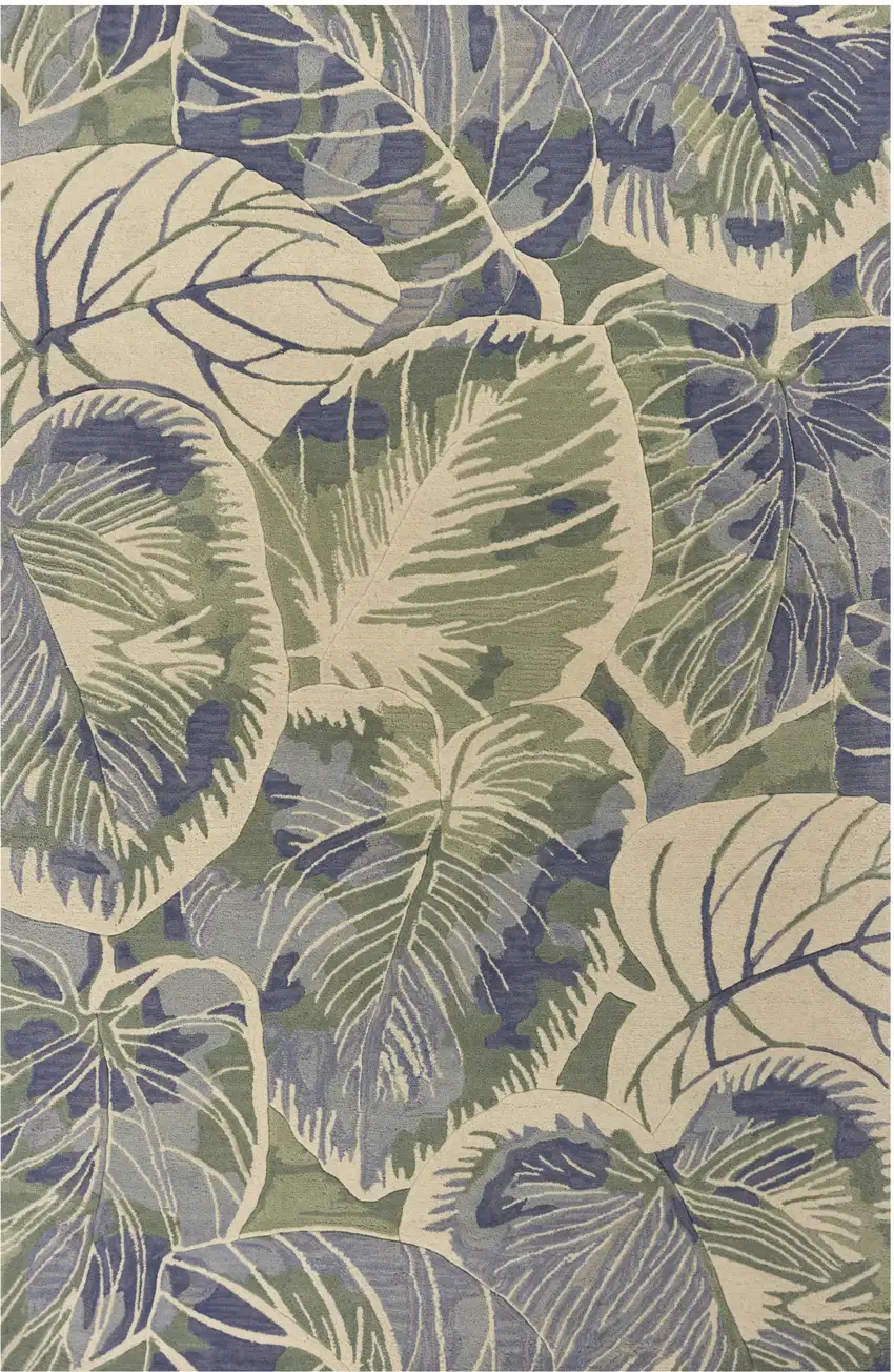 Blue Green Hand Tufted Caladium Indoor Area Rug Photo 2