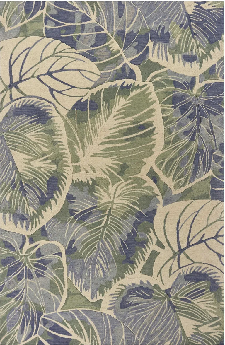 Blue Green Hand Tufted Caladium Indoor Area Rug Photo 4