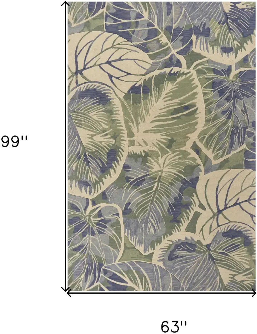 Blue Green Hand Tufted Caladium Indoor Area Rug Photo 3