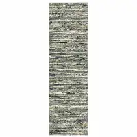 Photo of Blue Green Light Blue Grey And Ivory Abstract Power Loom Stain Resistant Runner Rug