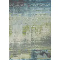 Photo of Blue Green Machine Woven Abstract Brushstroke Indoor Area Rug