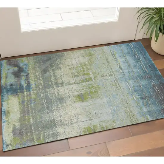 Blue And Green Abstract Area Rug Photo 1