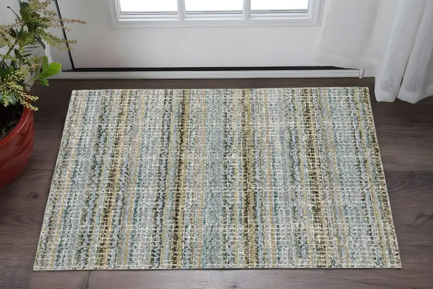 Blue And Green Abstract Area Rug Photo 1