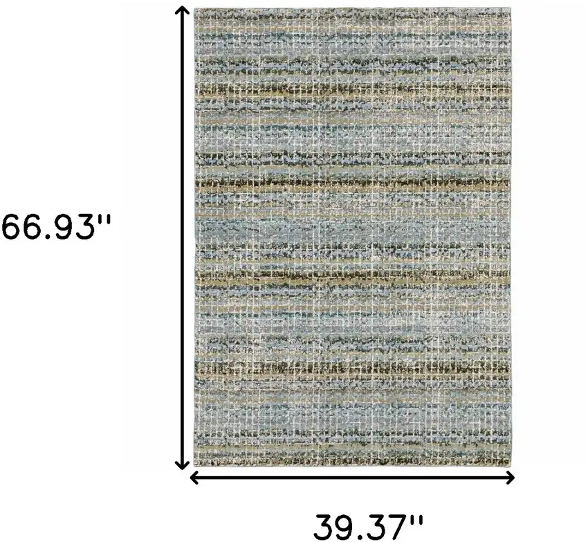 Blue and Ivory Abstract Power Loom Area Rug Photo 3