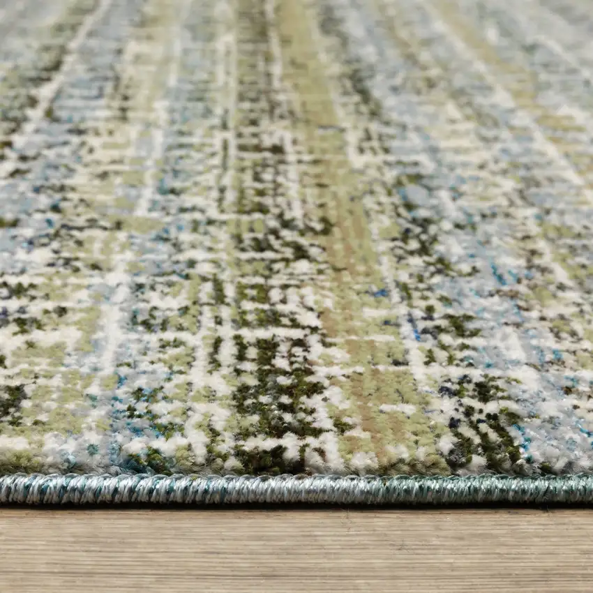 Blue and Ivory Abstract Power Loom Area Rug Photo 7