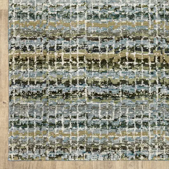 Blue and Ivory Abstract Power Loom Area Rug Photo 4