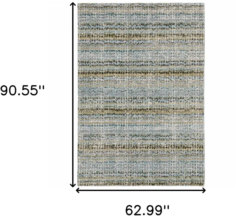 Blue Green Teal And Grey Abstract Power Loom Stain Resistant Area Rug Photo 2