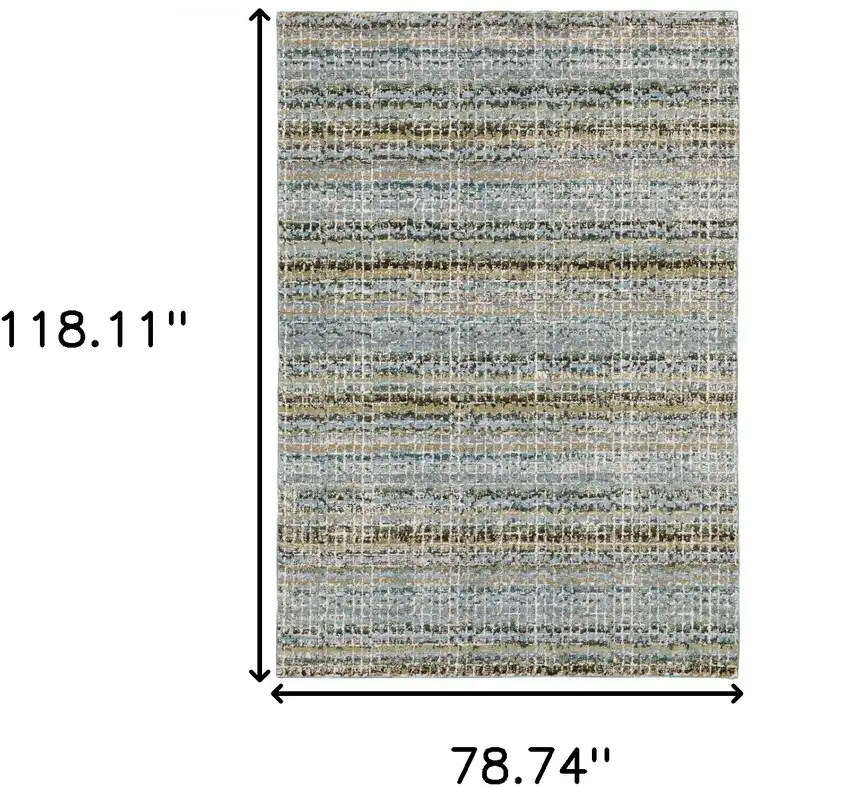 Blue and Ivory Abstract Power Loom Area Rug Photo 3