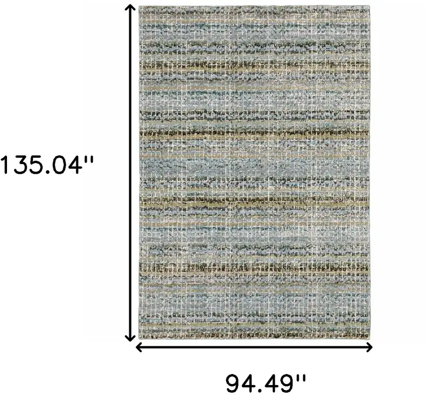 Blue and Ivory Abstract Power Loom Area Rug Photo 3