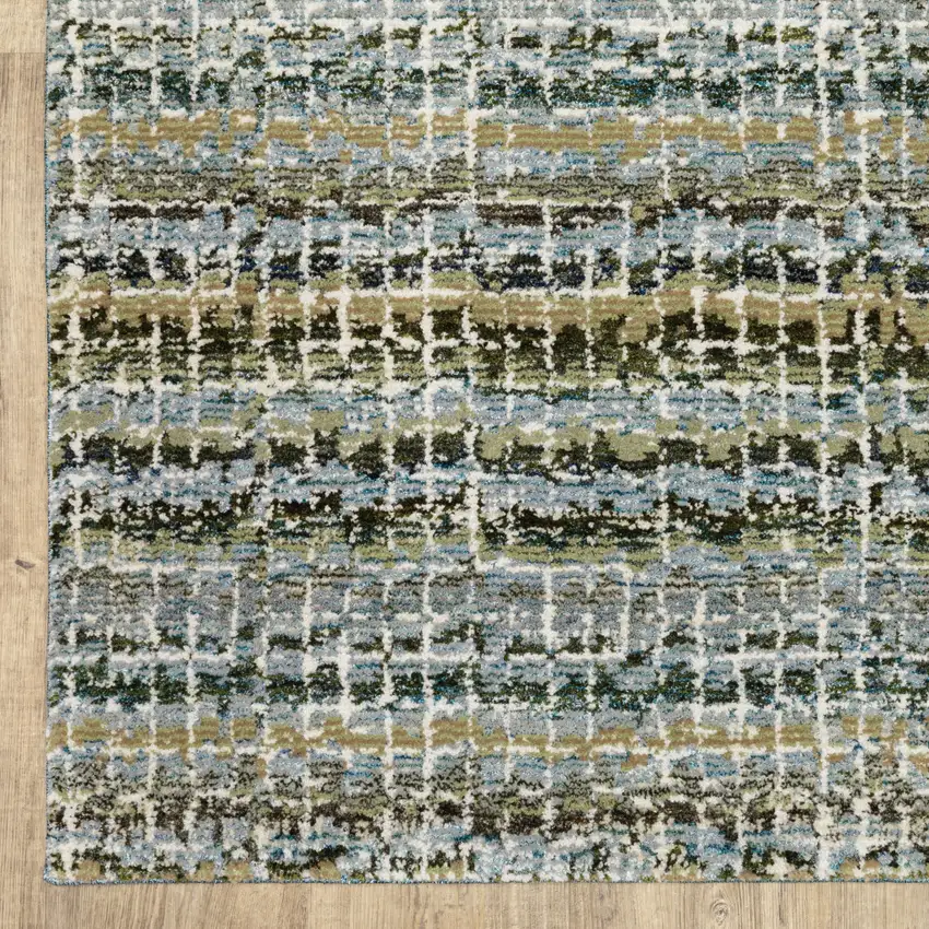 Blue and Ivory Abstract Power Loom Area Rug Photo 4