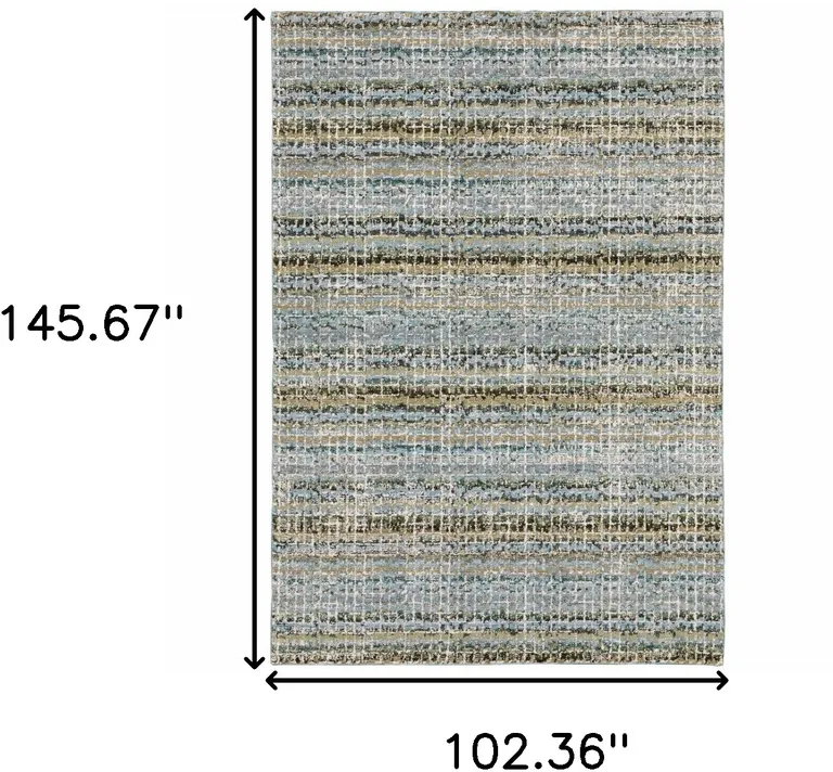 Blue Green Teal And Grey Abstract Power Loom Stain Resistant Area Rug Photo 2