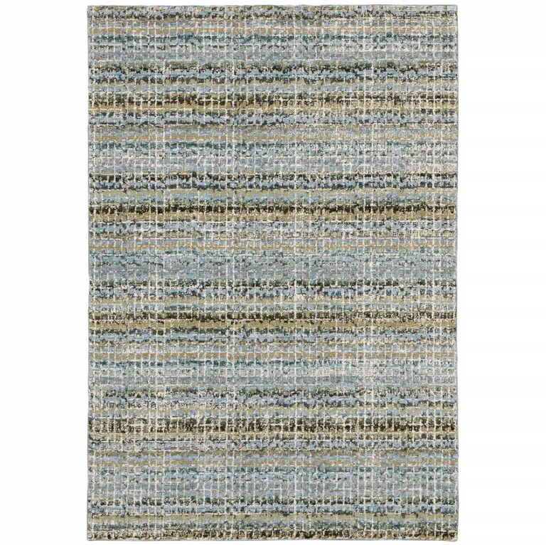 Blue Green Teal And Grey Abstract Power Loom Stain Resistant Area Rug Photo 4