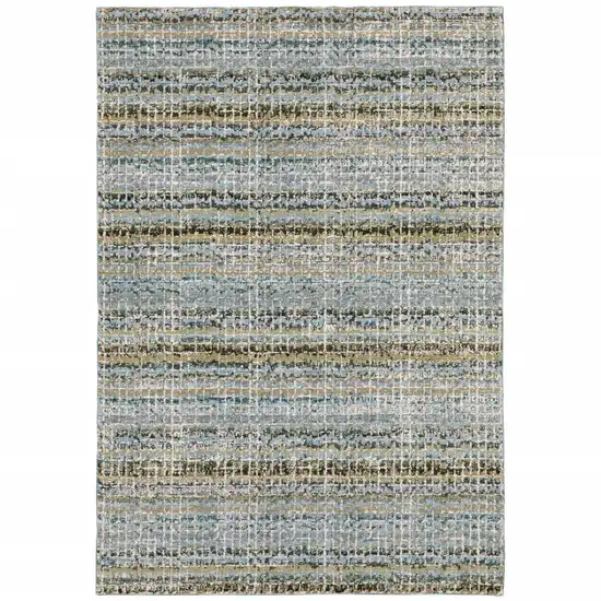 Blue and Ivory Abstract Power Loom Area Rug Photo 2