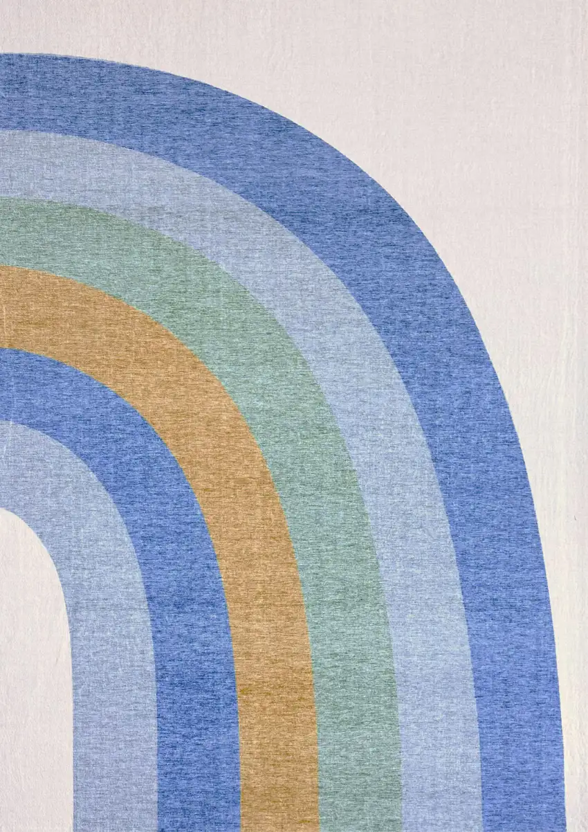 Blue Green and Orange Juvenile Rainbows Youthful Area Rug Photo 4