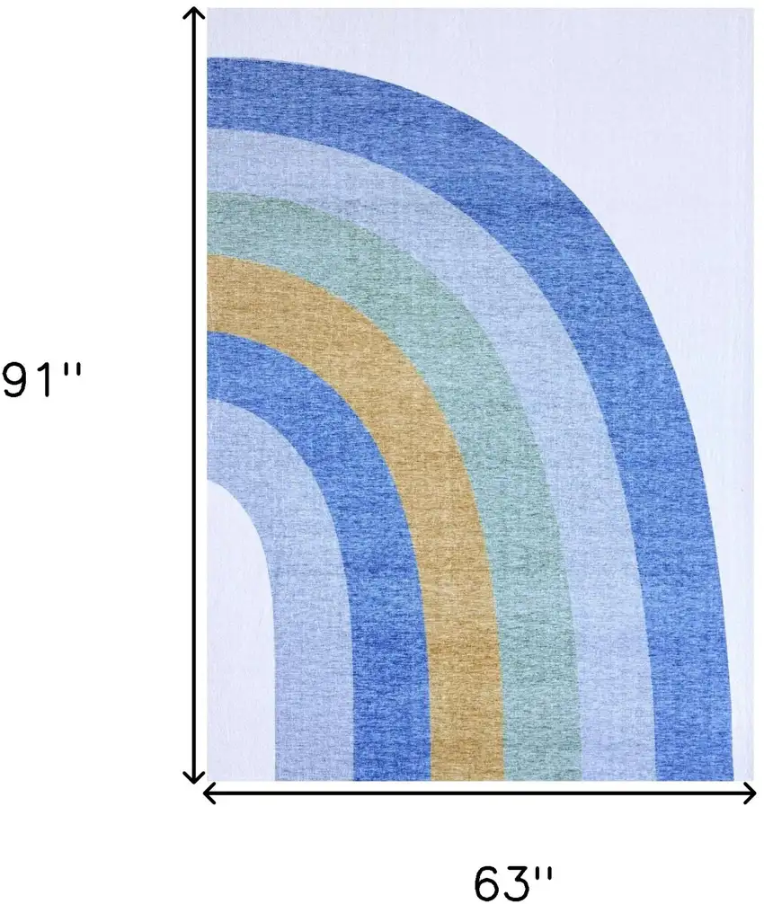 Blue Green and Orange Juvenile Rainbows Youthful Area Rug Photo 5