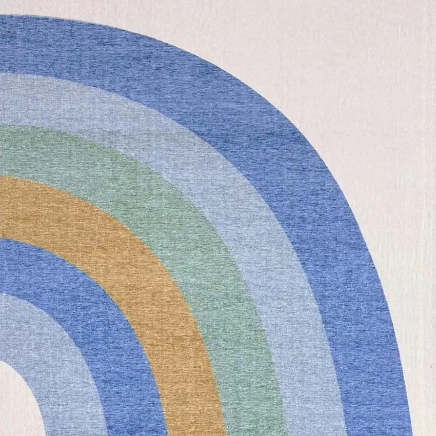 Blue Green and Orange Juvenile Rainbows Youthful Area Rug Photo 3