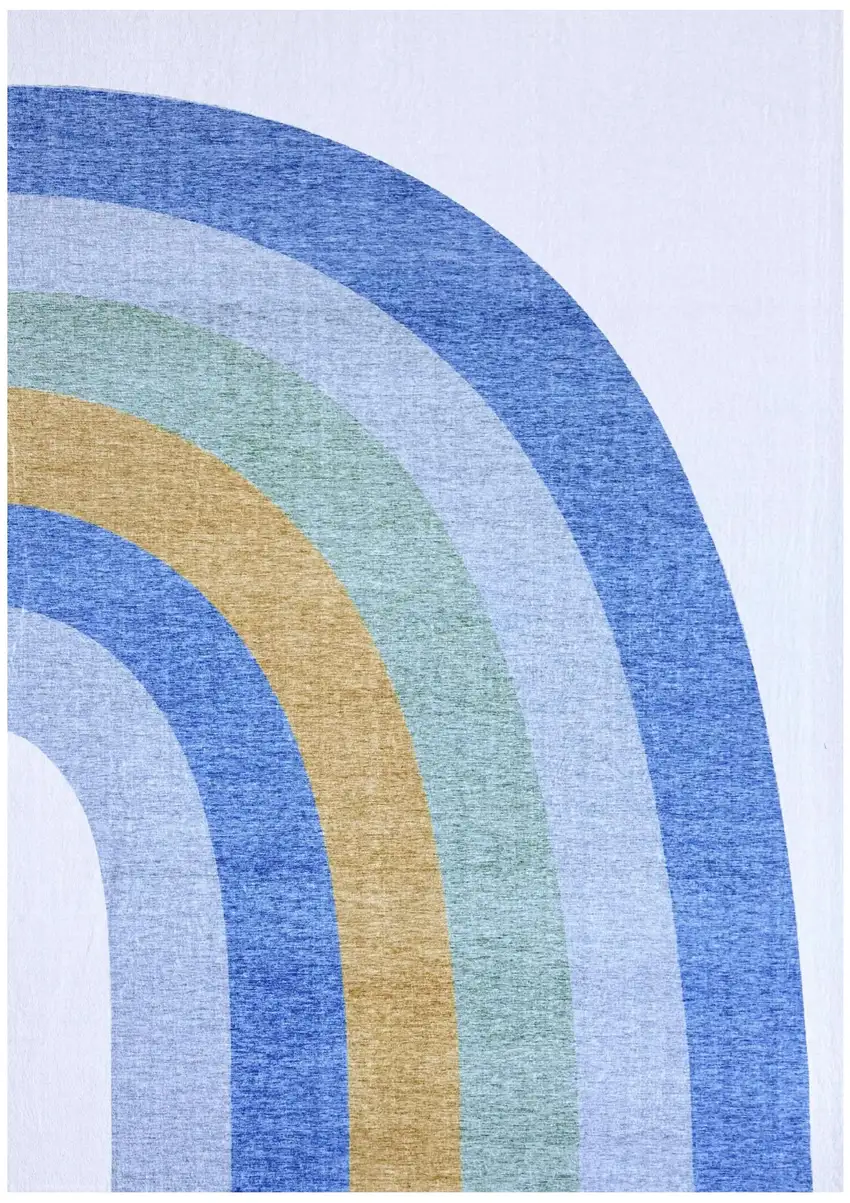 Blue Green and Orange Juvenile Rainbows Youthful Area Rug Photo 2