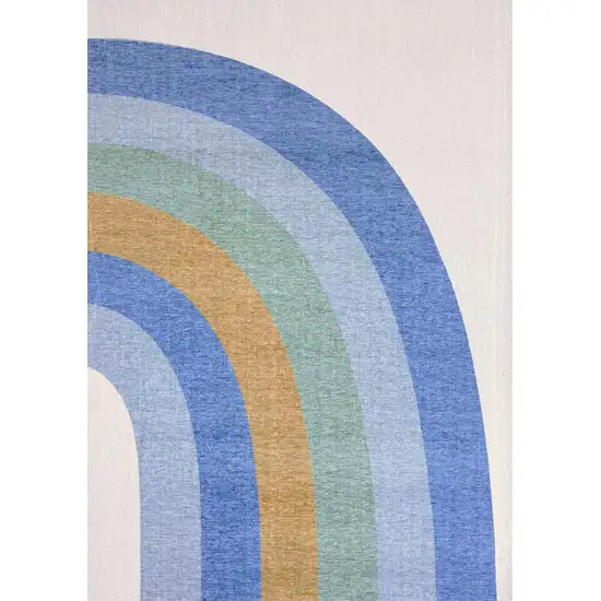 Blue Green and Orange Juvenile Rainbows Youthful Area Rug Photo 4