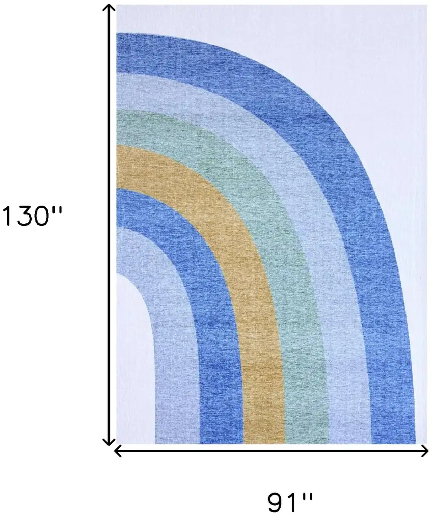 Blue Green and Orange Juvenile Rainbows Youthful Area Rug Photo 5